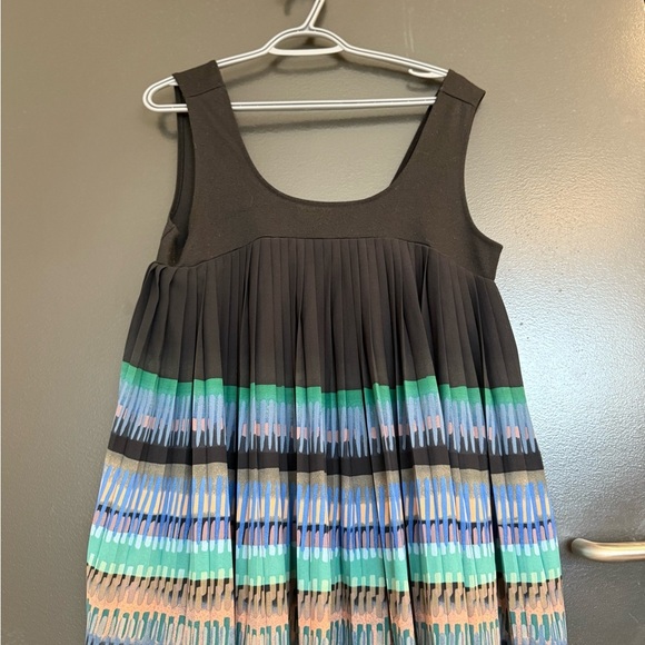 Deletta (Anthropologie) M Brown and Multicolor Pleated Tank Top GUC - Picture 5 of 13